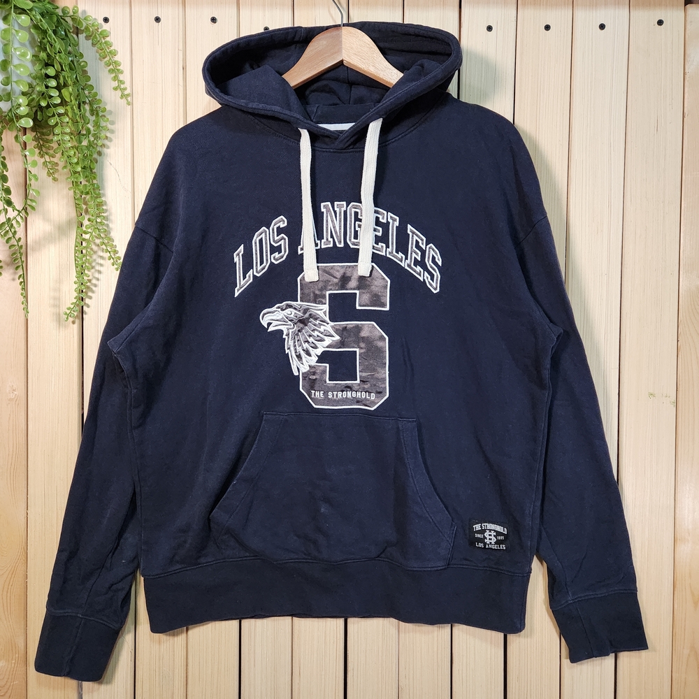 The Stronghold Los Angeles Hoodie, Graphic, Navy Blue Size L,  Heavy Fabric